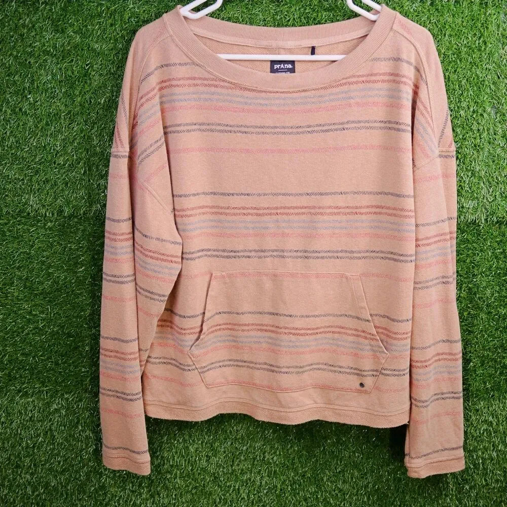 prAna Cozy Up Suncation Hemp Striped Top Canvas Multi - Women's Size M